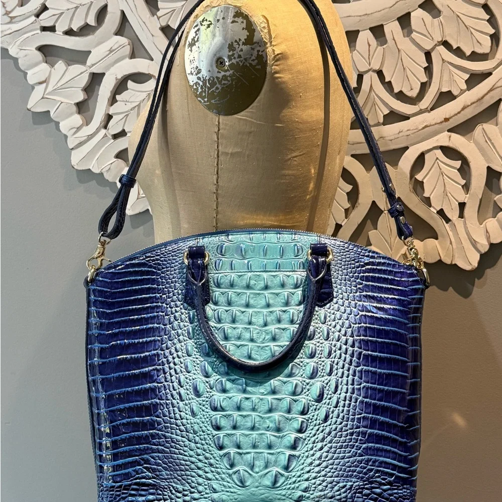 Brahmin Large Duxbury Satchel blue Ombré Melbourne Genuine Leather new! - Picture 10 of 12